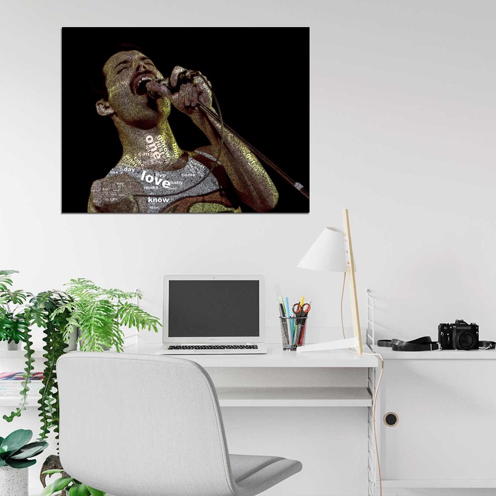 Freddie Mercury Words Art Queen Rock Music Wall Art Print Poster