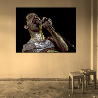Freddie Mercury Words Art Queen Rock Music Wall Art Print Poster