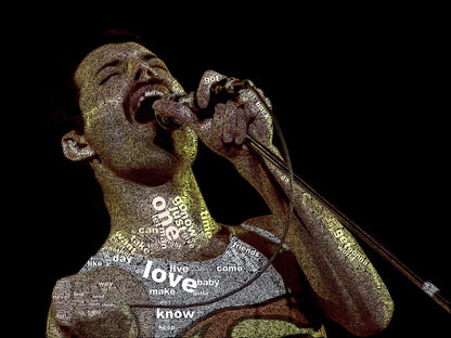 Freddie Mercury Words Art Queen Rock Music Wall Art Print Poster