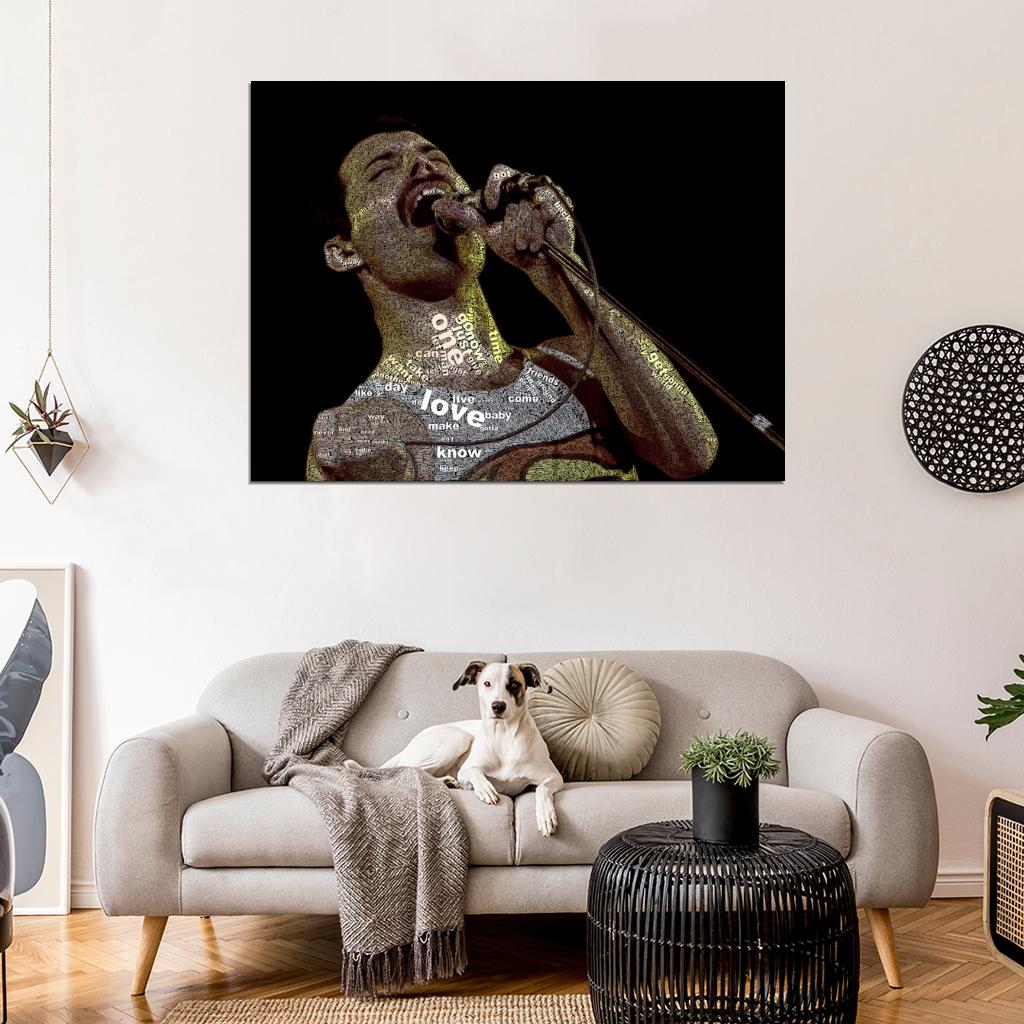 Freddie Mercury Words Art Queen Rock Music Wall Art Print Poster