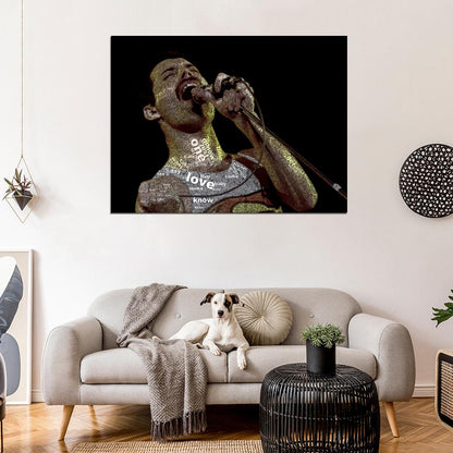 Freddie Mercury Words Art Queen Rock Music Wall Art Print Poster