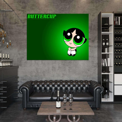 The Powerpuff Girls Buttercup Cute Kids Cartoon Art Wall Art Print Poster