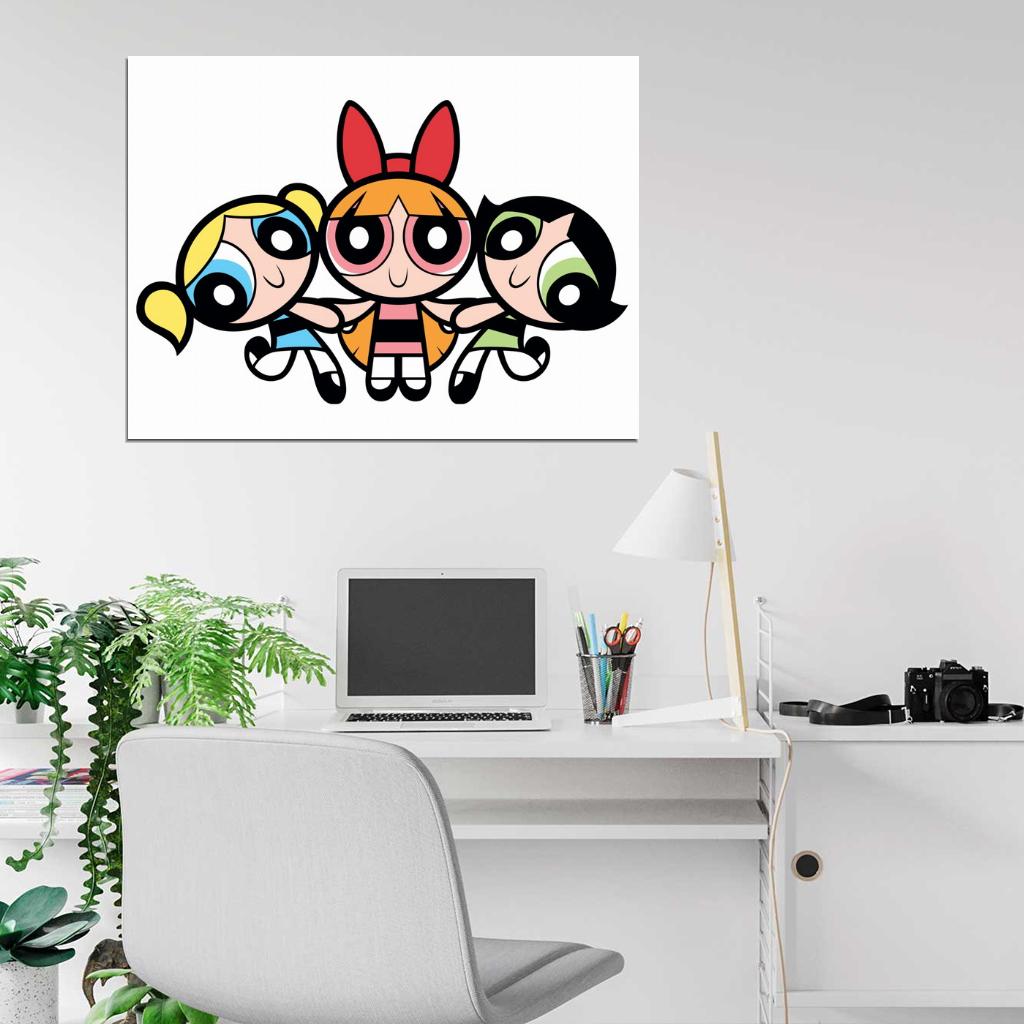 The Powerpuff Girls Three Characters Cute Funny Kids Cartoon Art Wall Art Print Poster