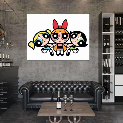 The Powerpuff Girls Three Characters Cute Funny Kids Cartoon Art Wall Art Print Poster