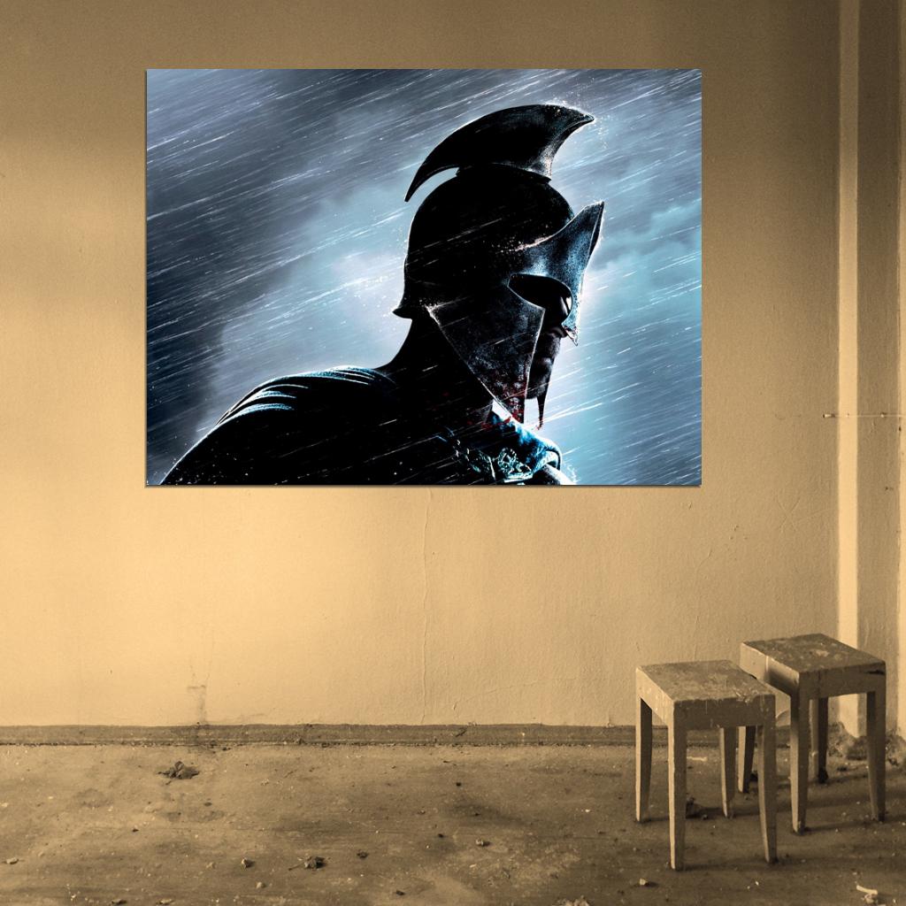 300 Rise of an Empire 2014 Movie Awesome Spartan Helmet Rain Wall Art Print Poster