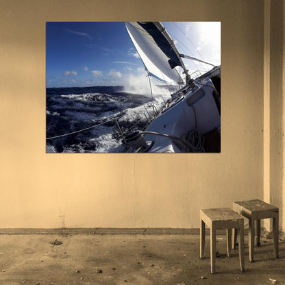 Amazing Sailing Yacht Racing Sport Ocean Sea Boat Ship Wall Art Print Poster