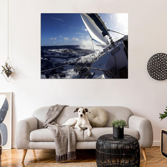 Amazing Sailing Yacht Racing Sport Ocean Sea Boat Ship Wall Art Print Poster