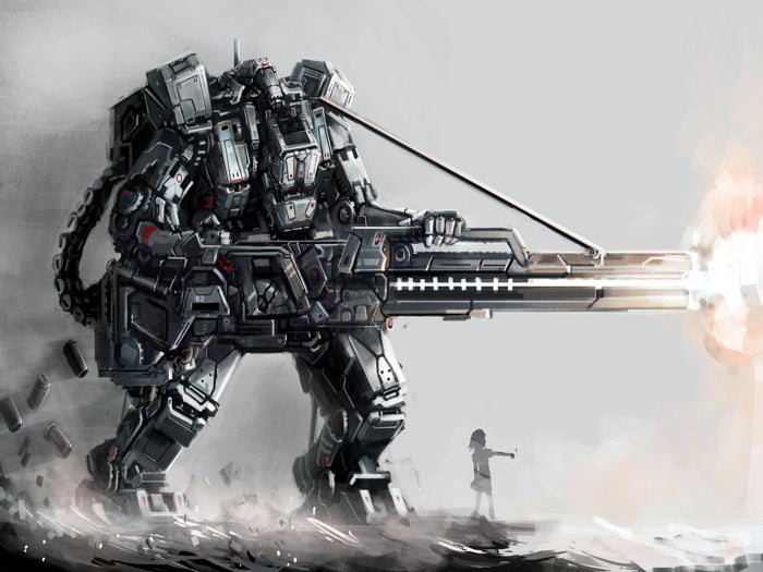 Mech Robot Weapon Gun Awesome Sci-Fi Cyberpunk Art Wall Art Print Poster