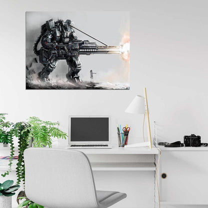 Mech Robot Weapon Gun Awesome Sci-Fi Cyberpunk Art Wall Art Print Poster
