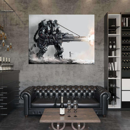 Mech Robot Weapon Gun Awesome Sci-Fi Cyberpunk Art Wall Art Print Poster