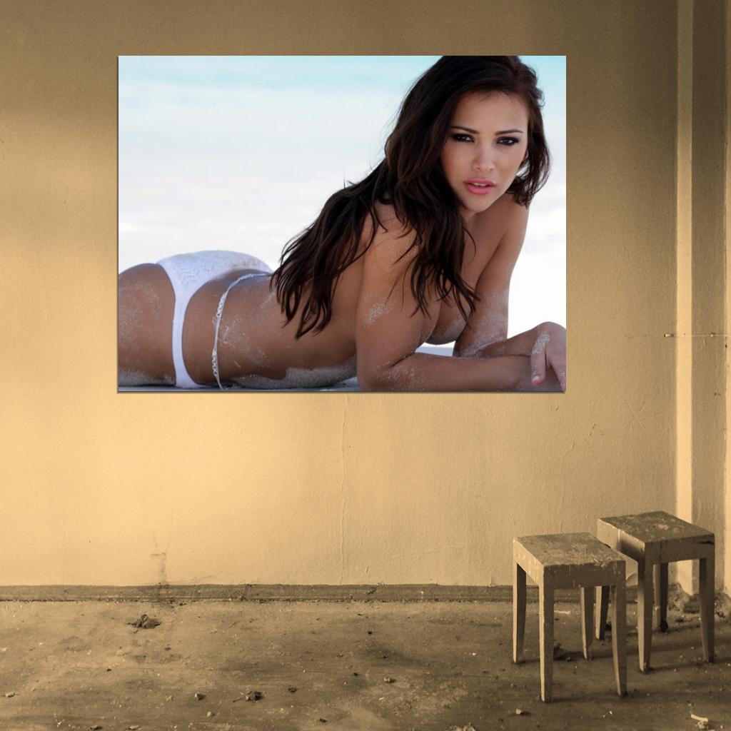 Alina Vacariu Hot Actress Sexy Model Topless Sand Wall Art Print Poster