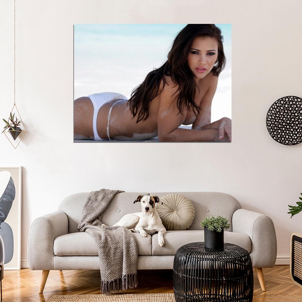 Alina Vacariu Hot Actress Sexy Model Topless Sand Wall Art Print Poster