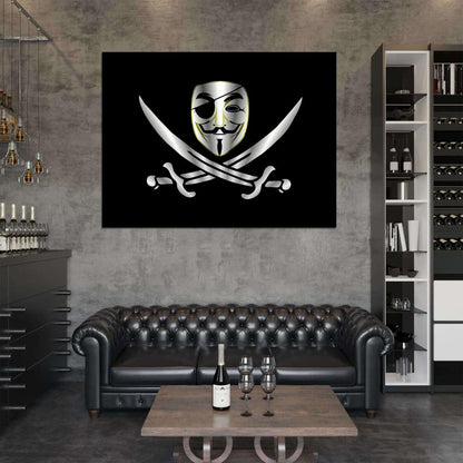 Guy Fawkes Mask Pirate V for Vendetta Anonymous Art Wall Art Print Poster
