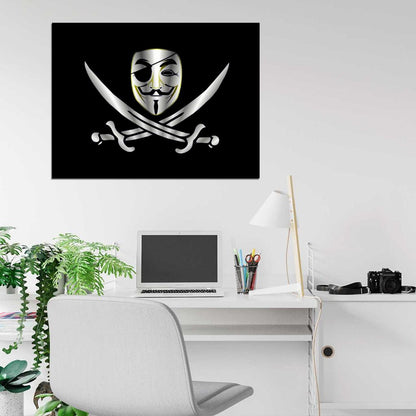 Guy Fawkes Mask Pirate V for Vendetta Anonymous Art Wall Art Print Poster