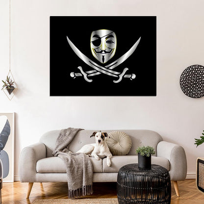 Guy Fawkes Mask Pirate V for Vendetta Anonymous Art Wall Art Print Poster