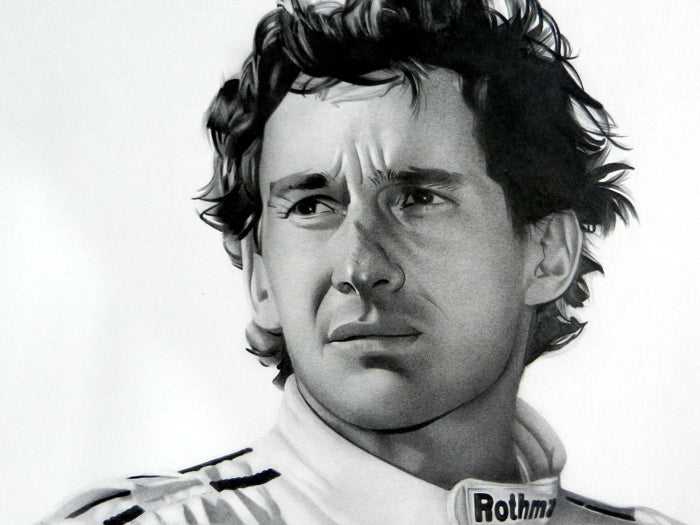Ayrton Senna da Silva Formula One Race Driver BW Portrait Painting Art Wall Art Print Poster