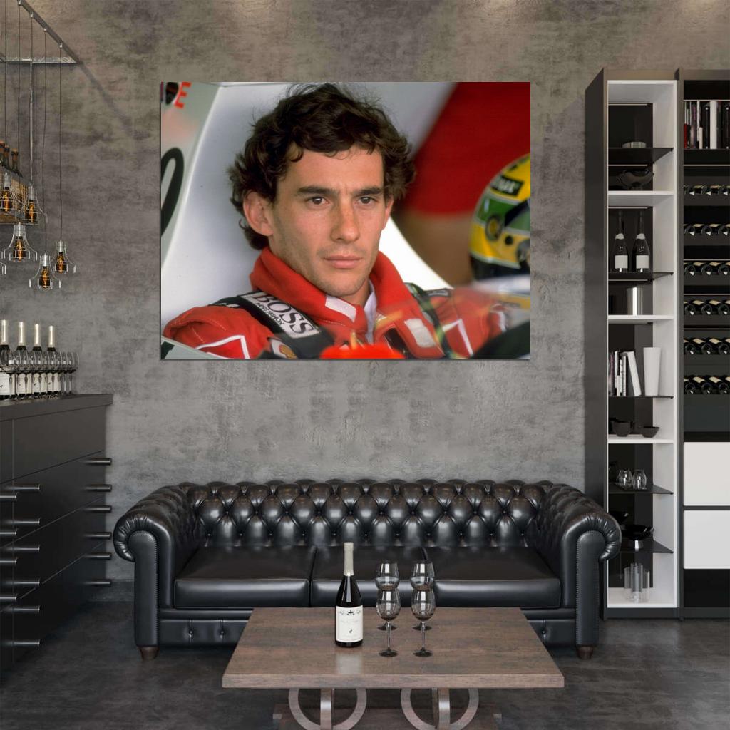 Ayrton Senna da Silva Formula One Race Driver Portrait Wall Art Print Poster