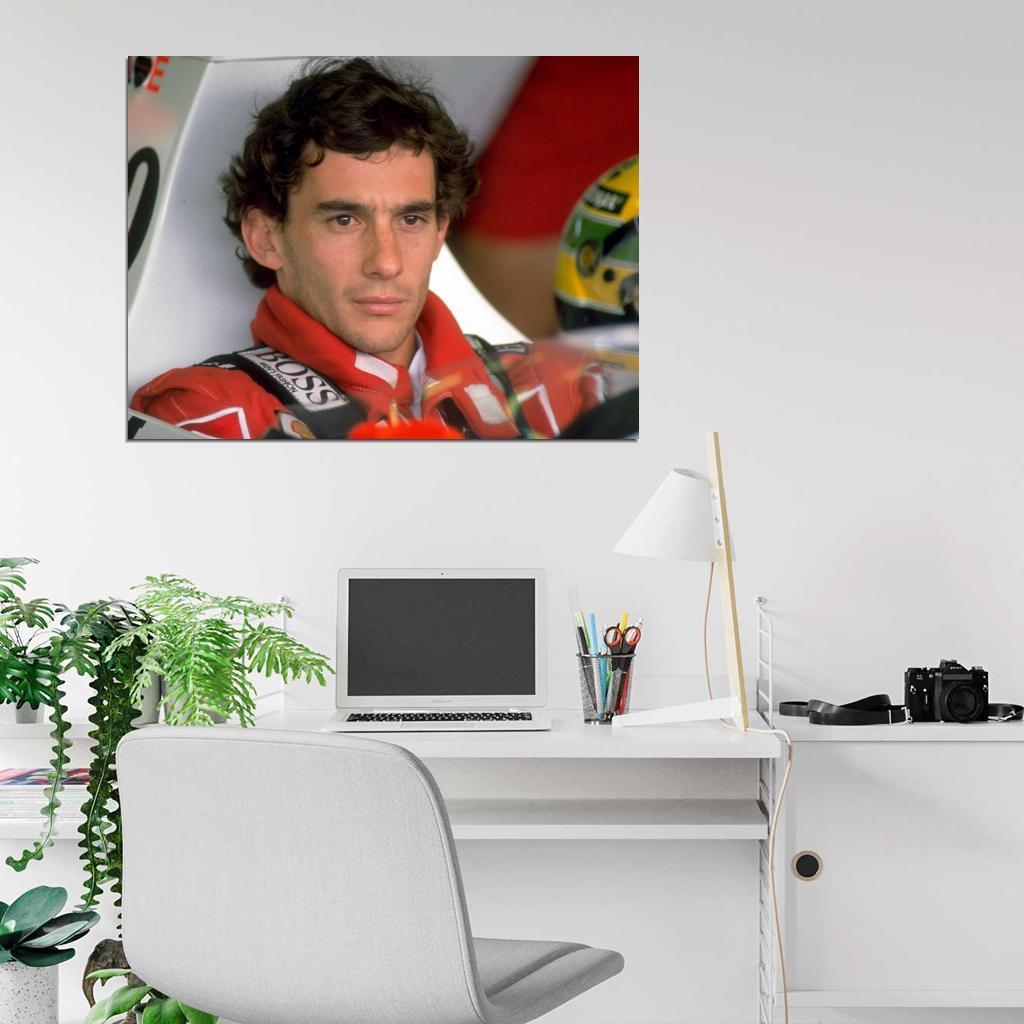 Ayrton Senna da Silva Formula One Race Driver Portrait Wall Art Print Poster