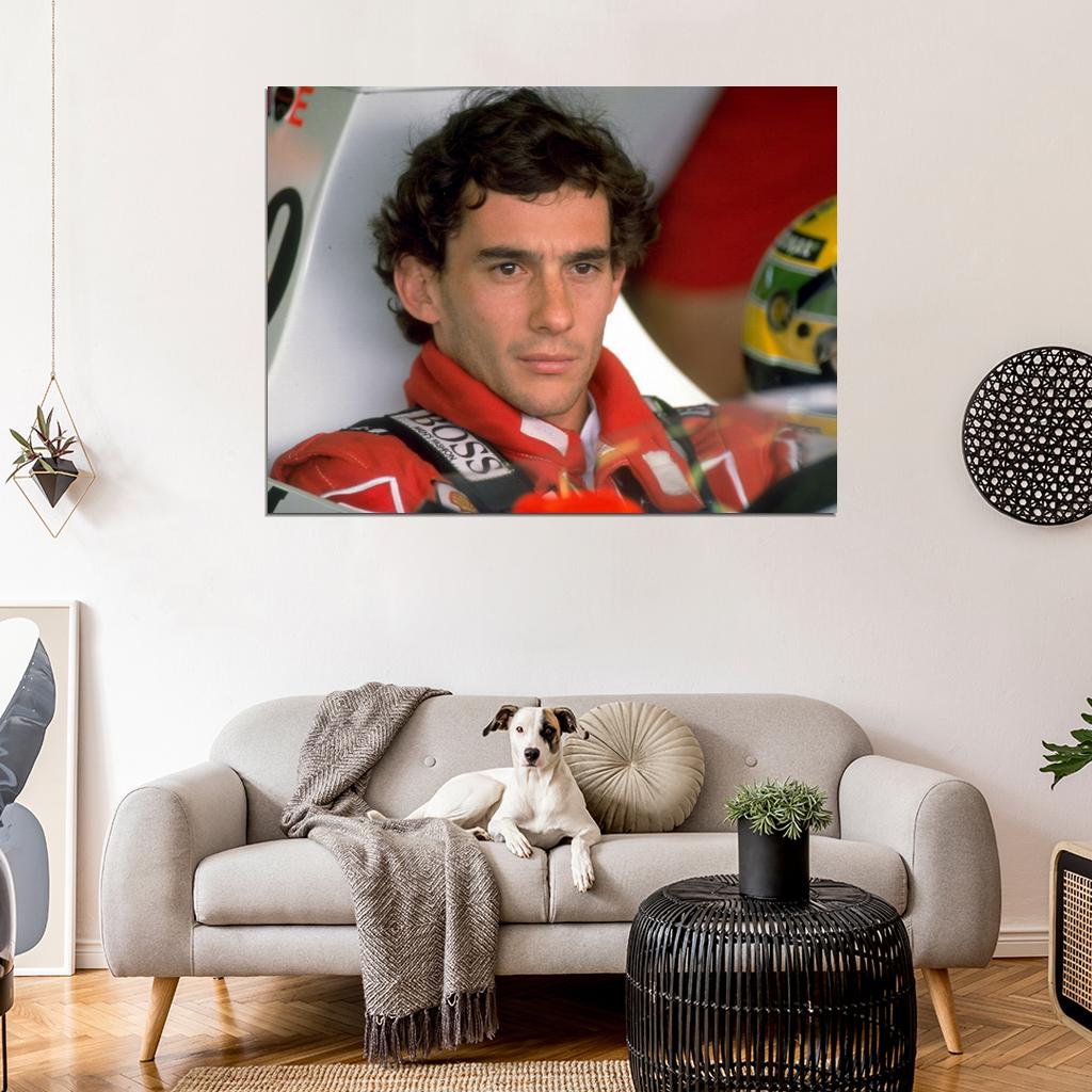 Ayrton Senna da Silva Formula One Race Driver Portrait Wall Art Print Poster
