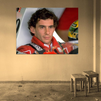 Ayrton Senna da Silva Formula One Race Driver Portrait Wall Art Print Poster
