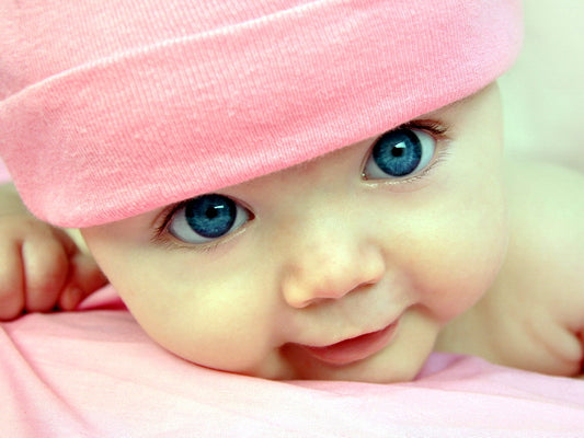 Cute Baby Beautiful Blue Eyes Kid Child Infant Happy Pink Wall Art Print Poster