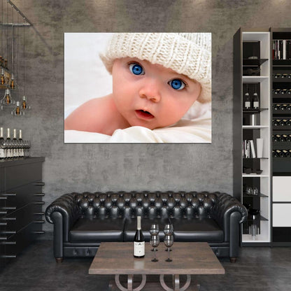 Cute Baby Beautiful Blue Eyes Kid Child Infant Funny Wall Art Print Poster