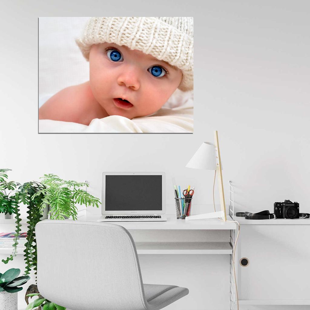 Cute Baby Beautiful Blue Eyes Kid Child Infant Funny Wall Art Print Poster
