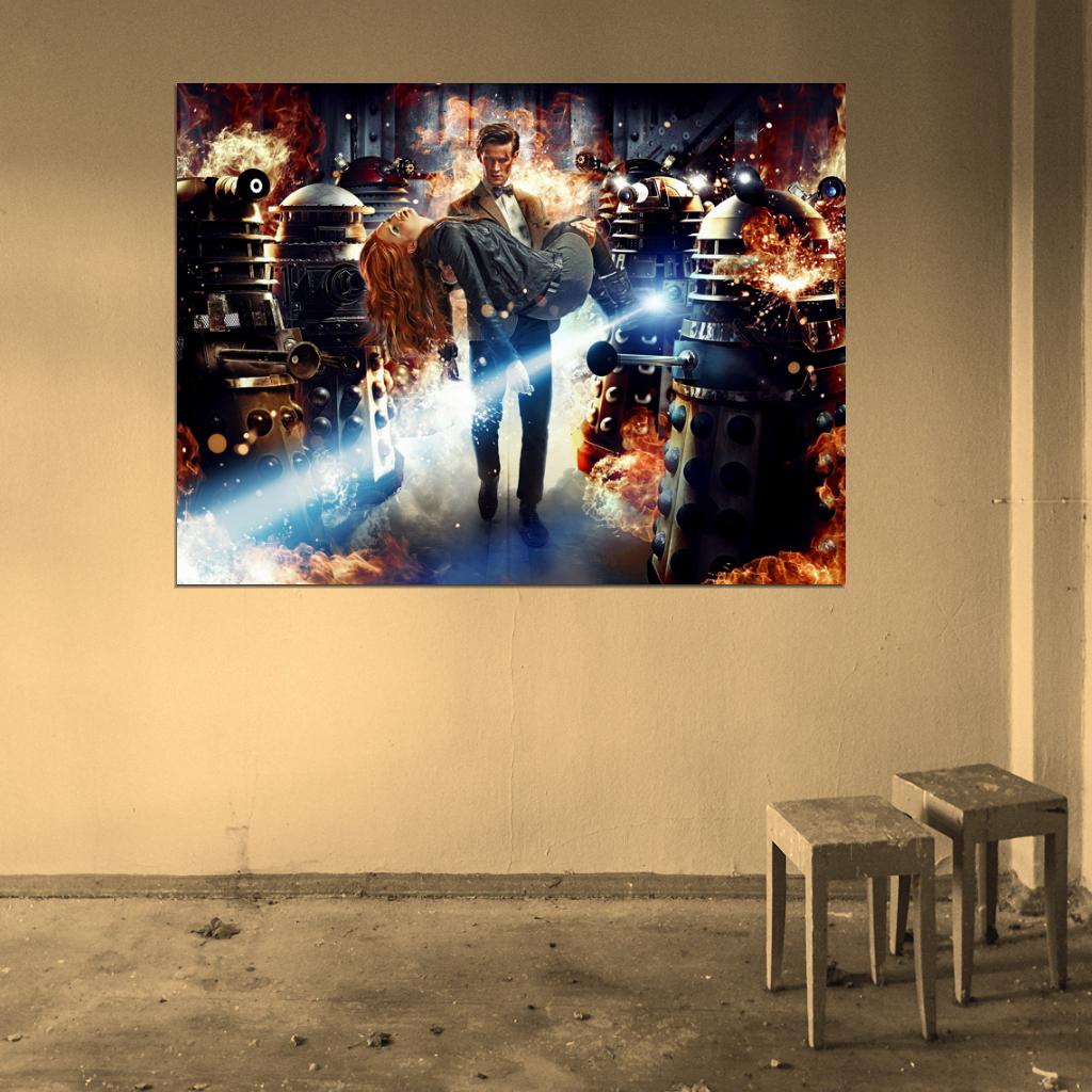 Doctor Who Daleks Fire Matt Smith Amy Pond Karen Gillan TV Series Awesome Wall Art Print Poster