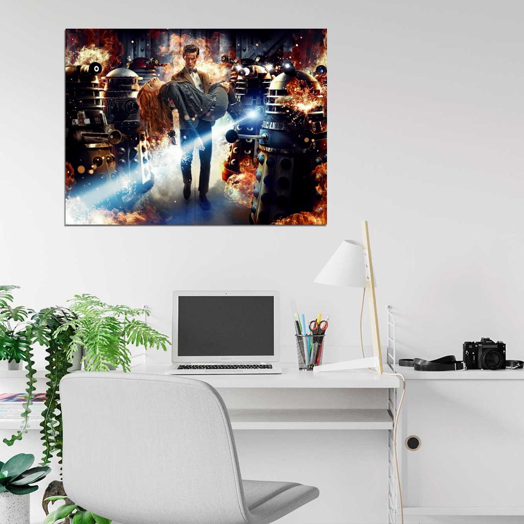 Doctor Who Daleks Fire Matt Smith Amy Pond Karen Gillan TV Series Awesome Wall Art Print Poster
