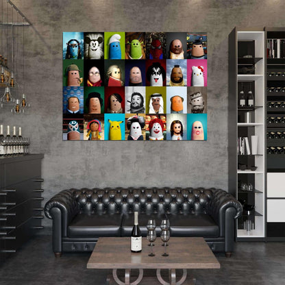 Fingers Portraits Famous Characters People Awesome Cool Funny Movies History Art Wall Art Print Poster