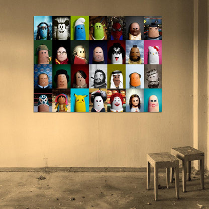 Fingers Portraits Famous Characters People Awesome Cool Funny Movies History Art Wall Art Print Poster