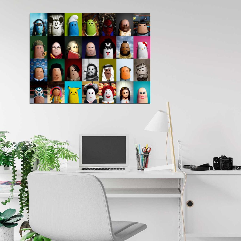 Fingers Portraits Famous Characters People Awesome Cool Funny Movies History Art Wall Art Print Poster