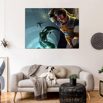 Half Life 2 Gordon Freeman Crowbar Awesome Video Game Art Wall Art Print Poster