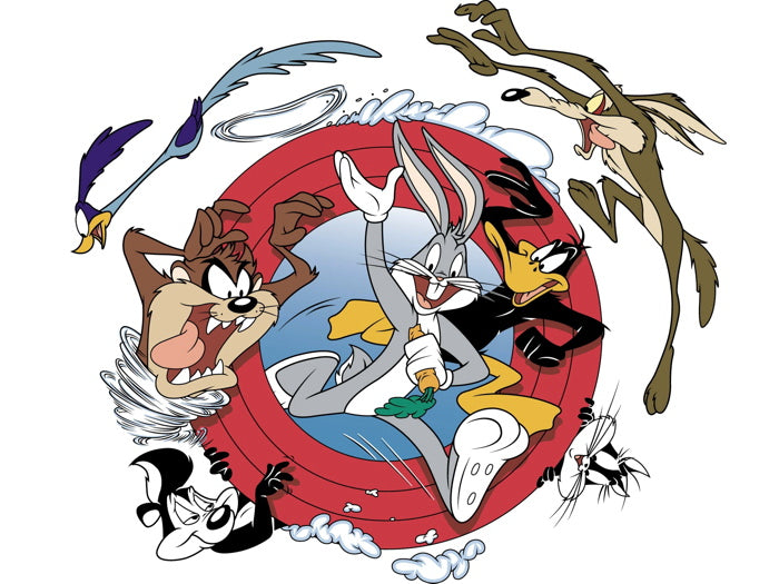 Looney Tunes Logo Characters Bugs Bunny Daffy Duck Road Runner Coyote Tasmanian Devil Cartoon Wall Art Print Poster