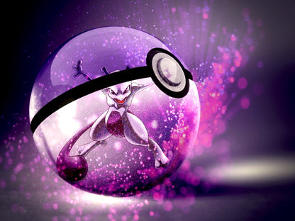 Mewtwo Pokeman Amazing Anime Art Pokeball Wall Art Print Poster