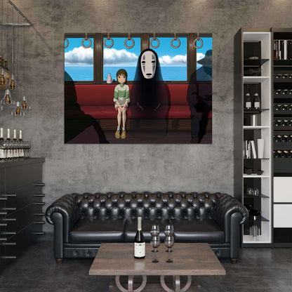 Spirited Away Ogino Chihiro Bou No-Face Kaonashi Anime Movie Art Wall Art Print Poster