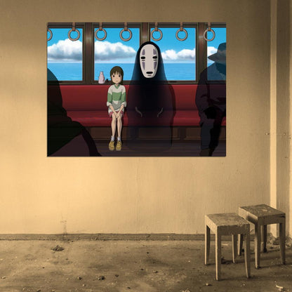 Spirited Away Ogino Chihiro Bou No-Face Kaonashi Anime Movie Art Wall Art Print Poster