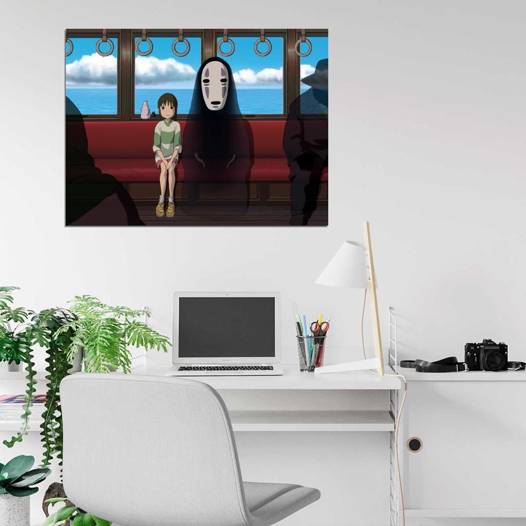 Spirited Away Ogino Chihiro Bou No-Face Kaonashi Anime Movie Art Wall Art Print Poster