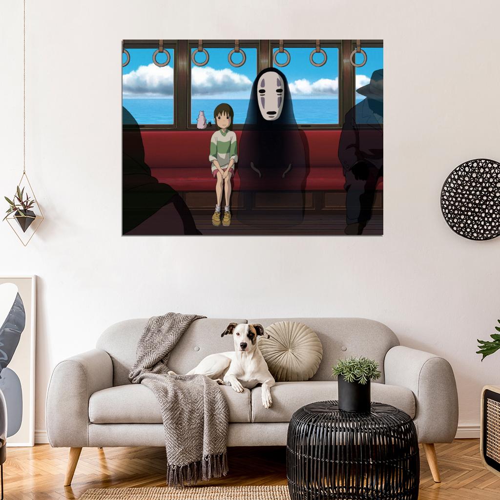 Spirited Away Ogino Chihiro Bou No-Face Kaonashi Anime Movie Art Wall Art Print Poster