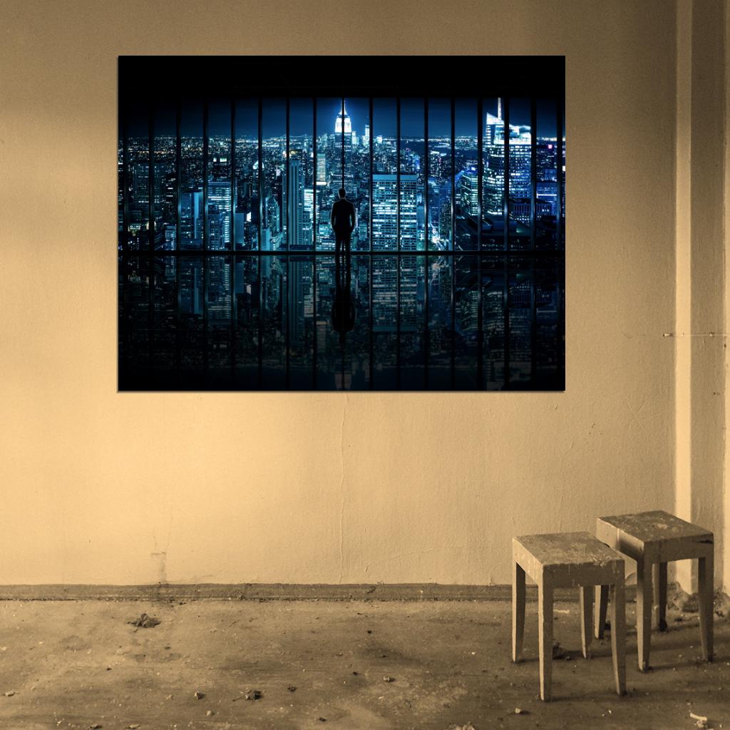 Amazing New York City Lights Night Window Skyline Manhattan View Art Wall Art Print Poster