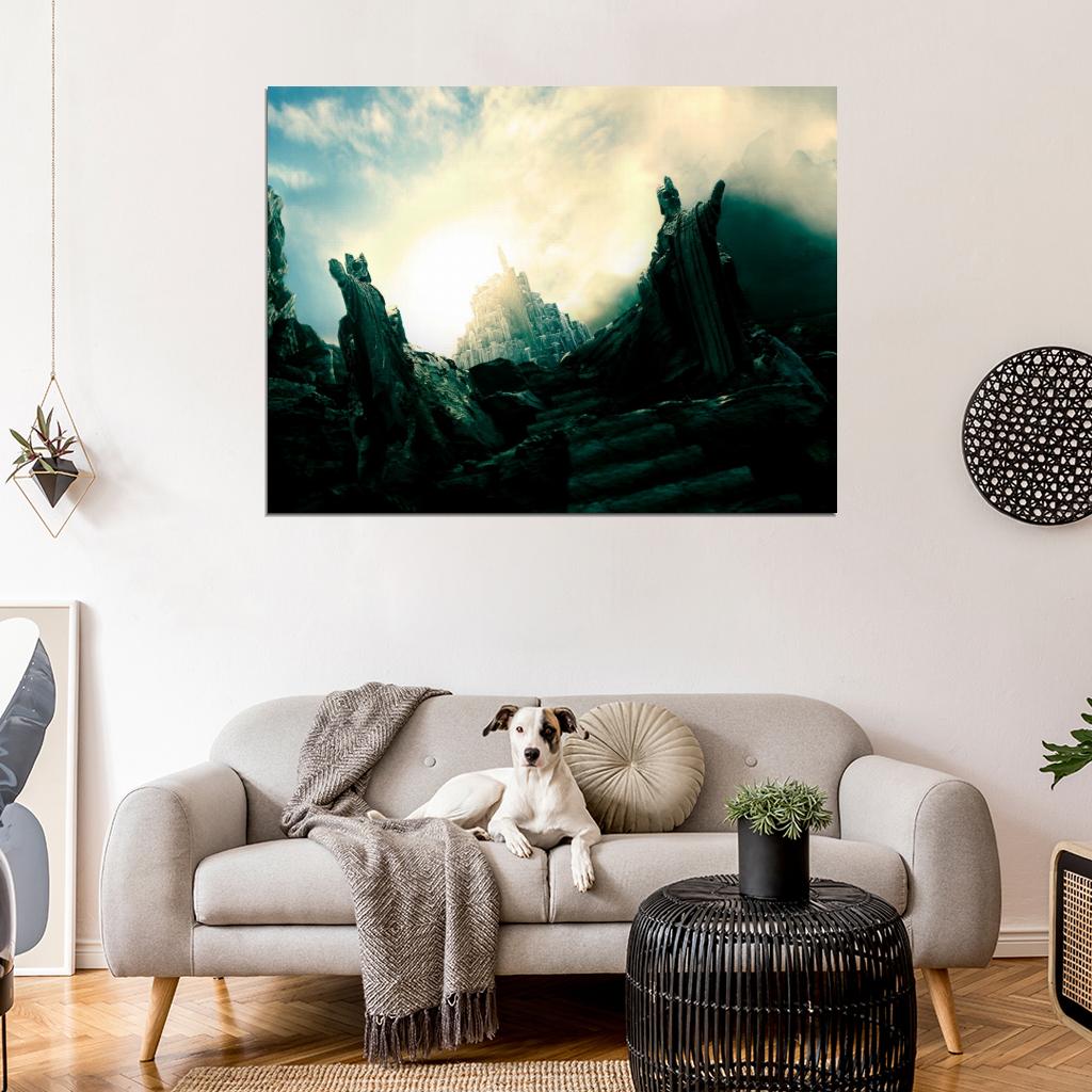 The Lord of the Rings City of the White Tree Minas Anor Tirith Gondor Middle-Earth Statues Art Wall Art Print Poster