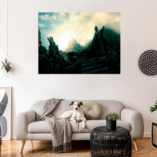 The Lord of the Rings City of the White Tree Minas Anor Tirith Gondor Middle-Earth Statues Art Wall Art Print Poster