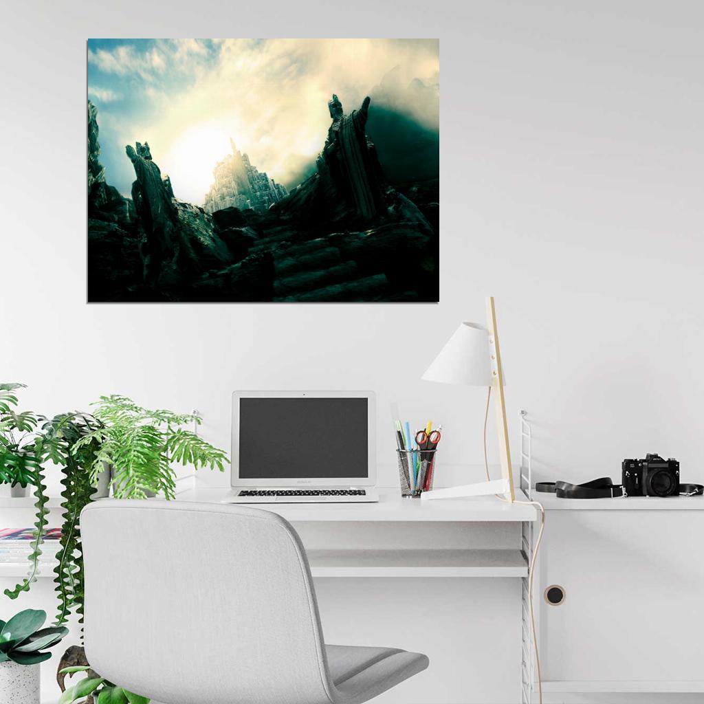 The Lord of the Rings City of the White Tree Minas Anor Tirith Gondor Middle-Earth Statues Art Wall Art Print Poster