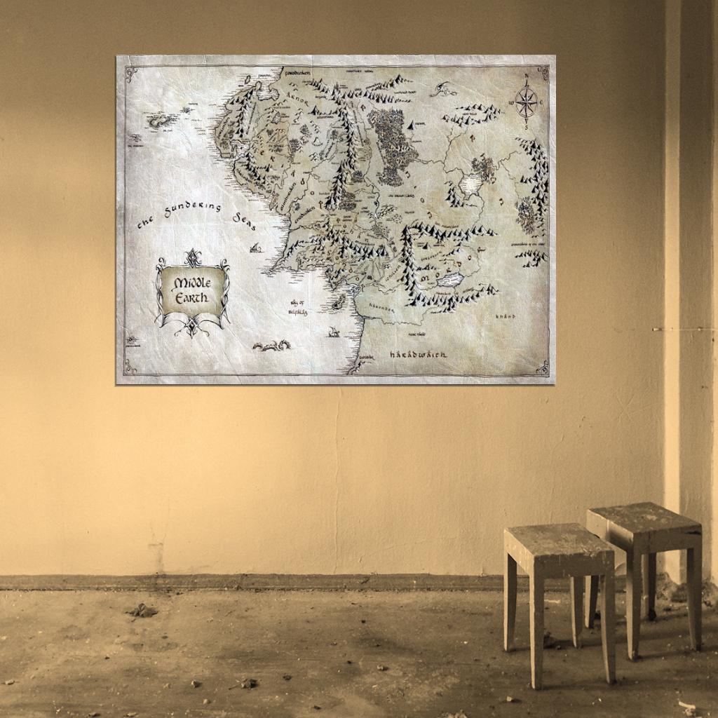 The Lord of the Rings Middle-Earth Map Art Wall Art Print Poster