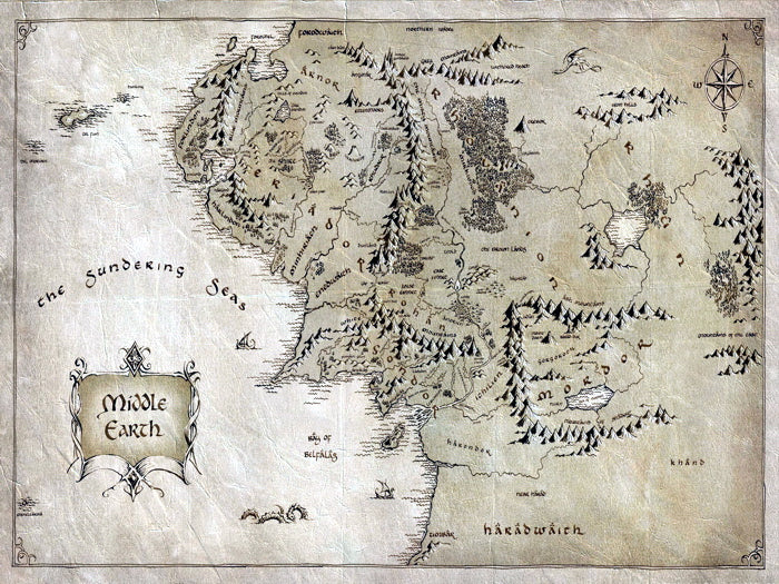 The Lord of the Rings Middle-Earth Map Art Wall Art Print Poster