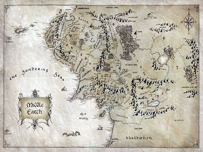 The Lord of the Rings Middle-Earth Map Art Wall Art Print Poster
