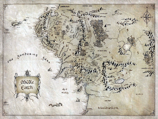 The Lord of the Rings Middle-Earth Map Art Wall Art Print Poster