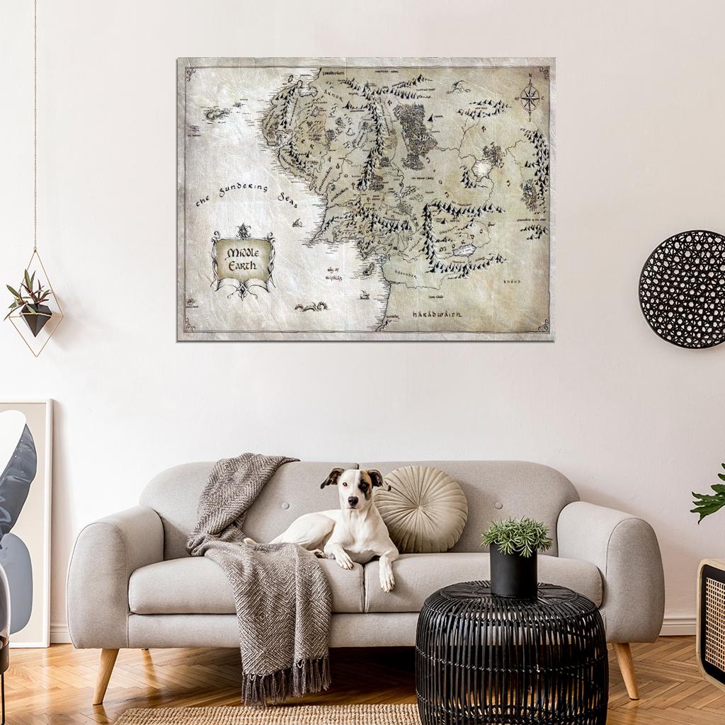 The Lord of the Rings Middle-Earth Map Art Wall Art Print Poster
