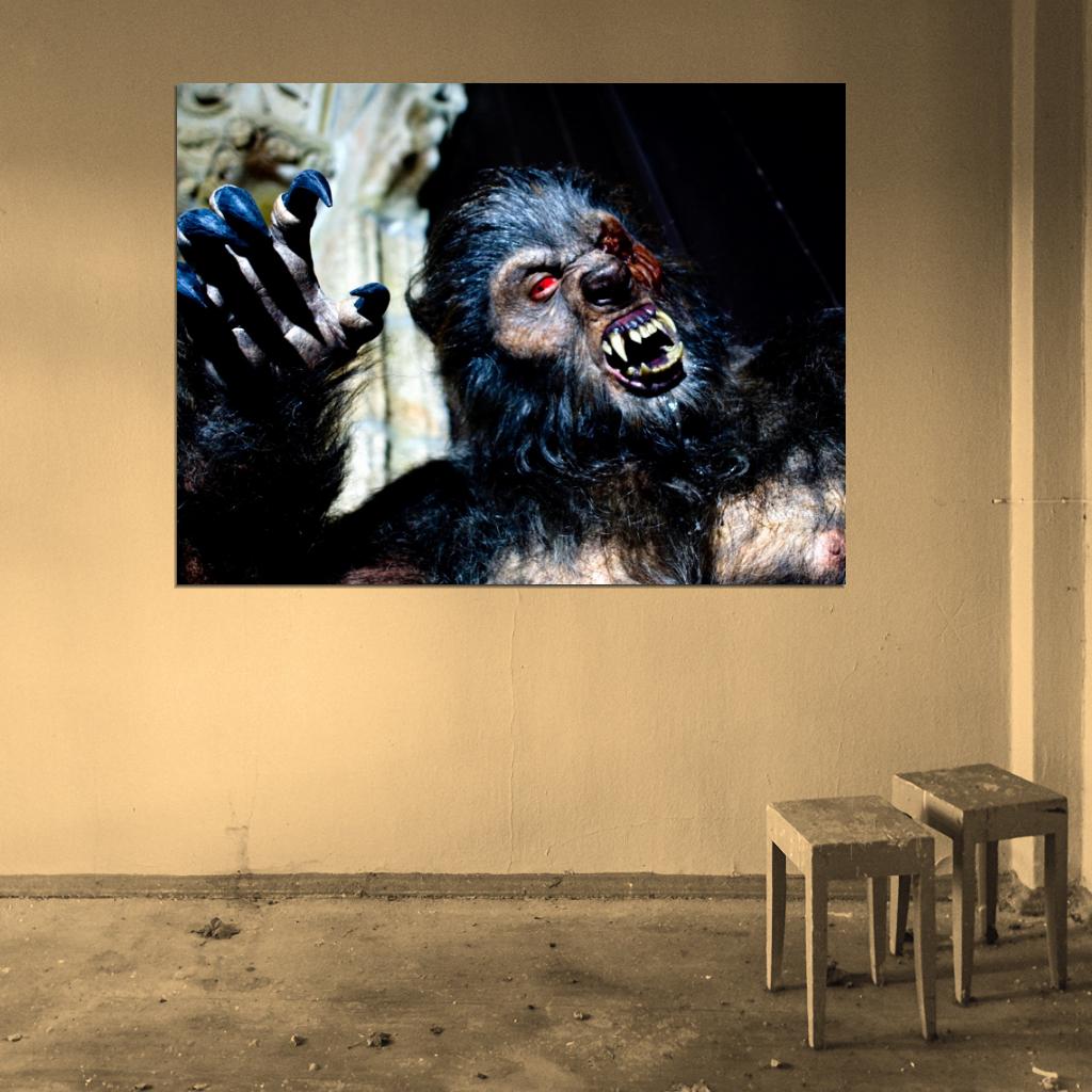 Creepy Werewolf Scary Blood Monster Halloween Wall Art Print Poster