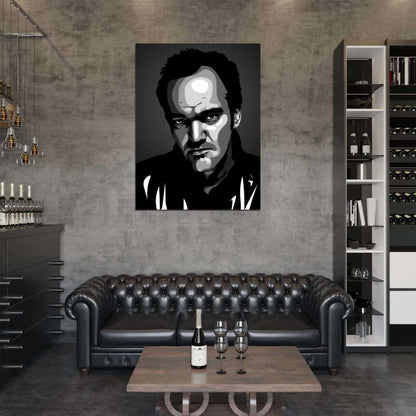 Quentin Tarantino Movie Director Amazing BW Portrait Art Wall Art Print Poster